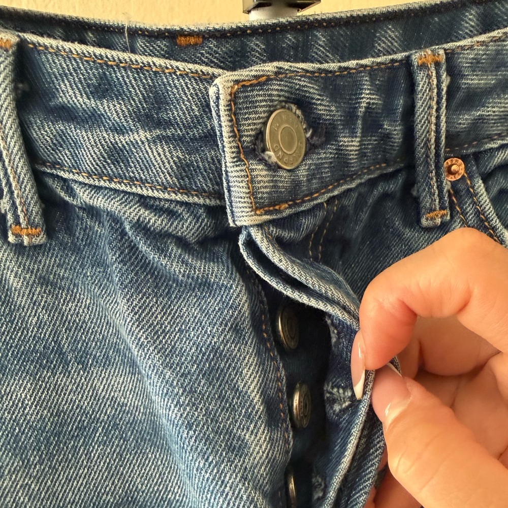 GRLFRND Distressed Blue Mini Skirt - Picture 3 of 6